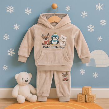 Conjunto De Pants Black Tuna Con Aplicaciones 3D Para Bebés QS8016