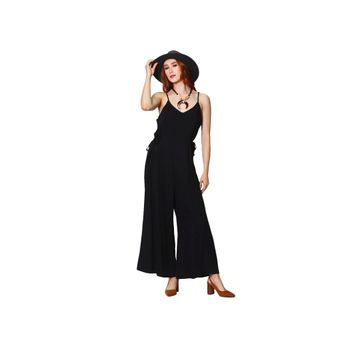Jumpsuit Bobois Acampanado Con Tirantes Liso Cuello V Y Jareta Para Mujer W41141