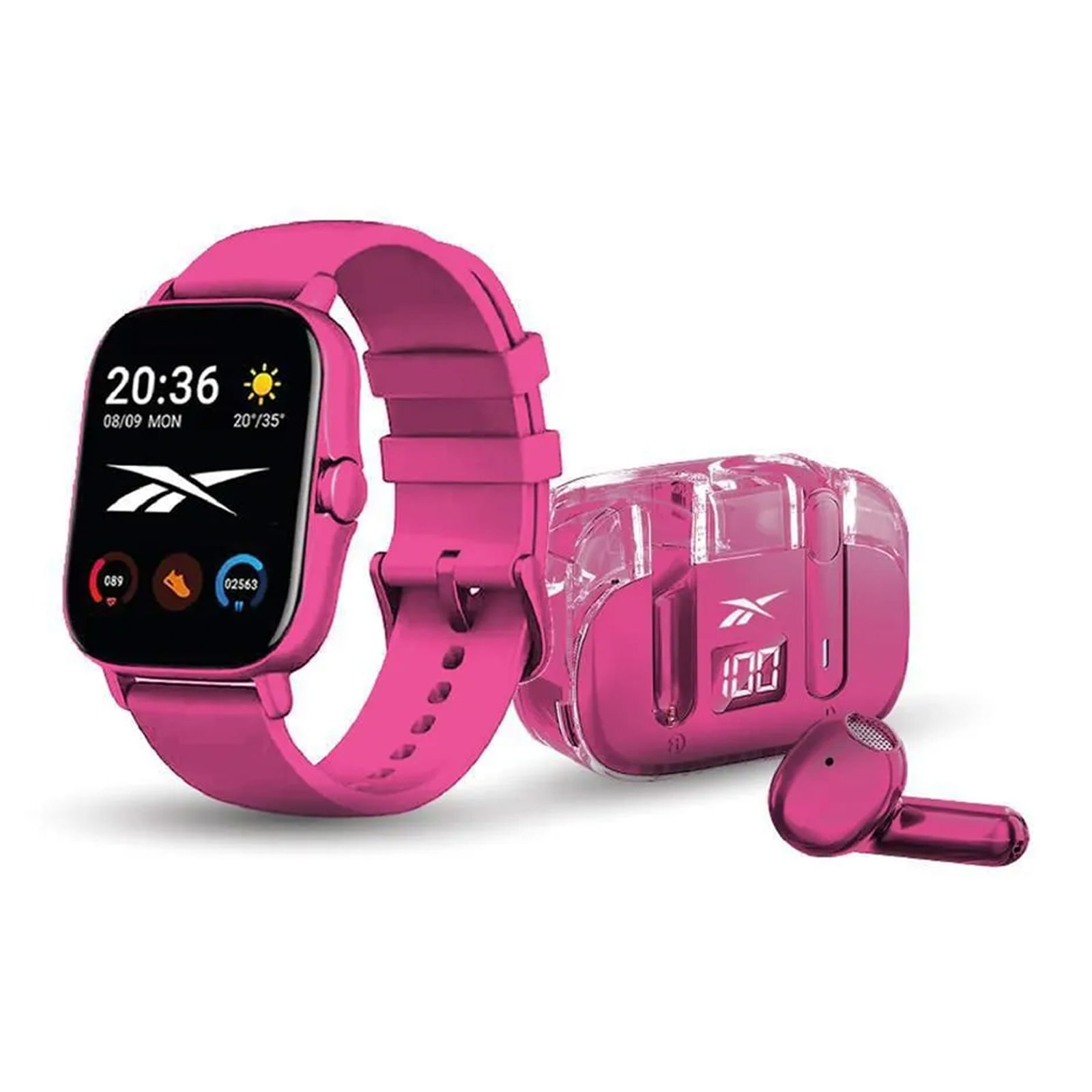 Kit Reebok RBK-BDST-P Smartwatch Rosa Audífonos TWS Bluetooth